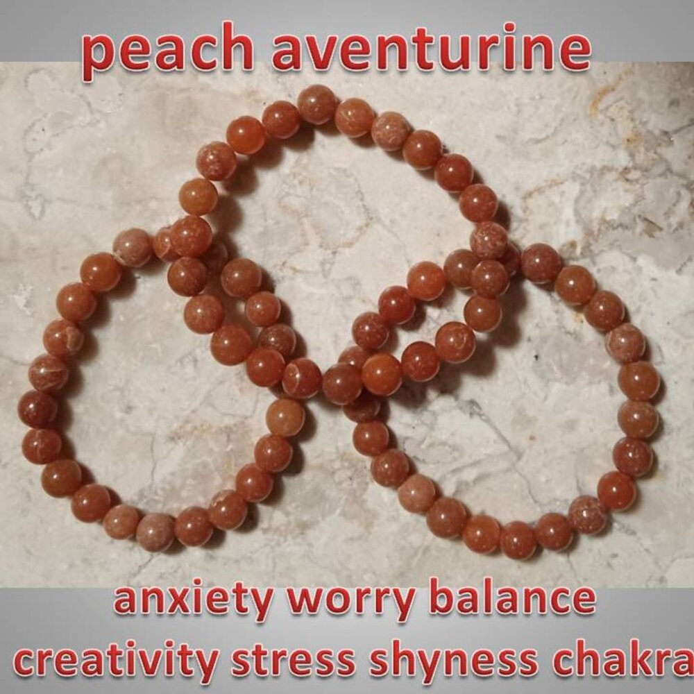 8mm peach aventurine bracelet  : balance creativity stress chakra PROSPERITY